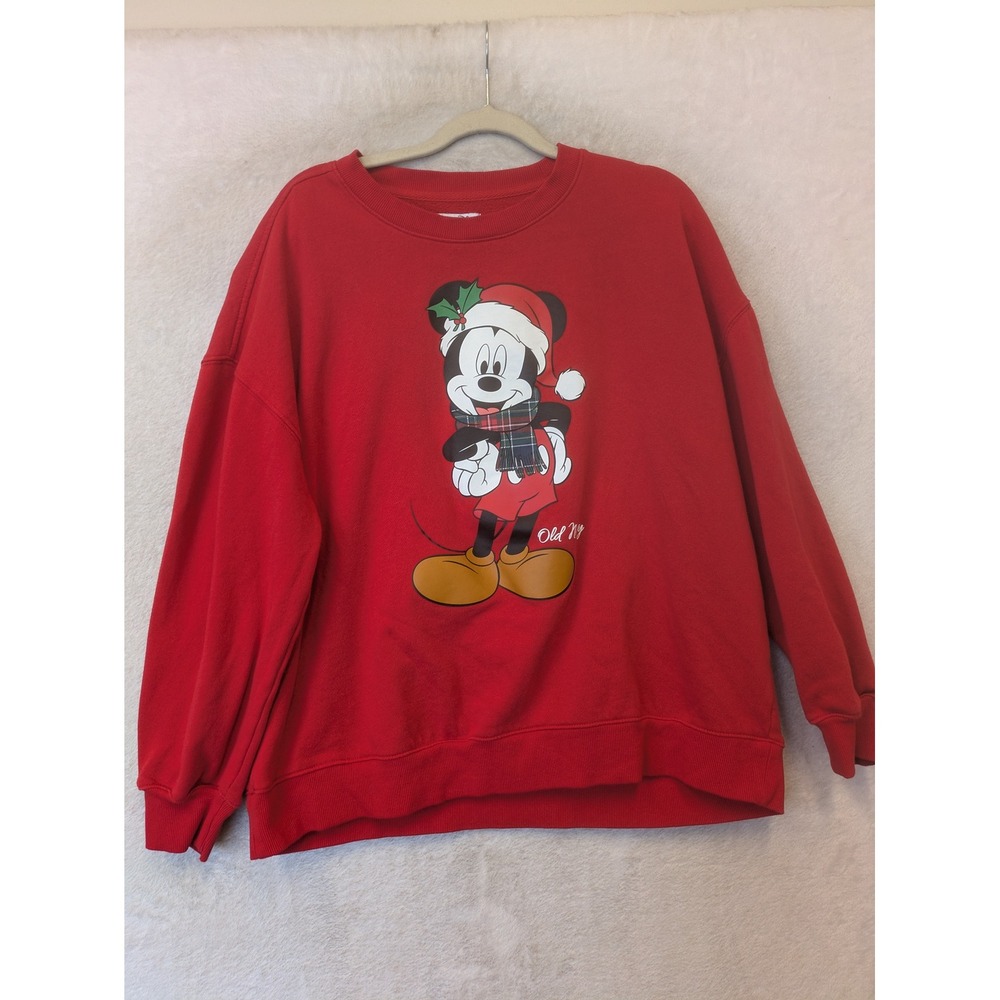 Old‎ Navy Sweatshirt Women's Medium Red Disney Mickey Mouse Christmas